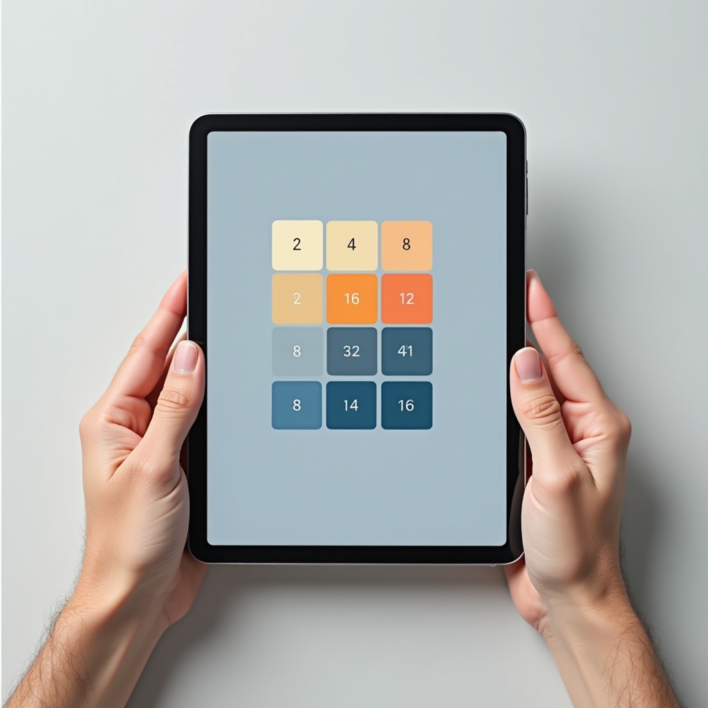 Interface du jeu Tile Matcher avec des tuiles numérotées colorées sur une grille 4x4